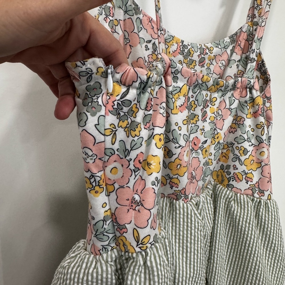 Sage pastel floral harmony gingham dress - Picture 8 of 11
